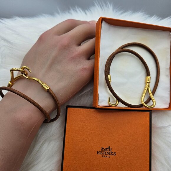 Hermès Brown Leather Hook Bracelet - Picture 10 of 15